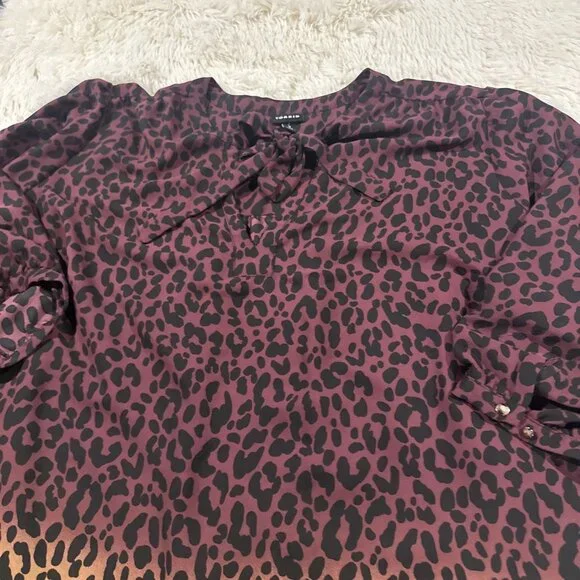 Torrid womens cheetah print ombre blouse 3 sheer sexy curvy - Picture 5 of 13